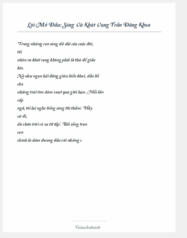 Trích đoạn Sóng Và Khát Vọng Trần Đăng Khoa