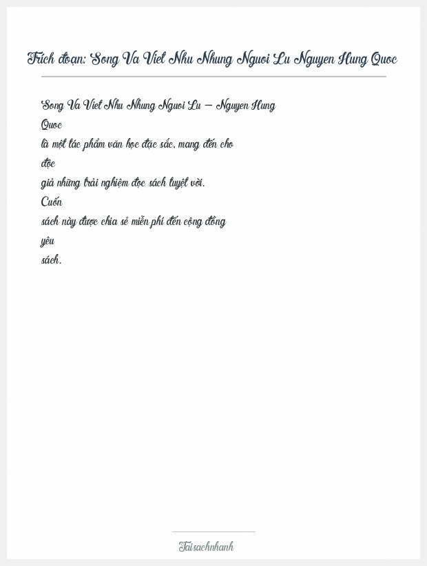 Trích đoạn Song Va Viet Nhu Nhung Nguoi Lu Nguyen Hung Quoc