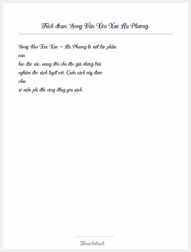 Trích đoạn Song Vân Xôn Xao Hạ Phương