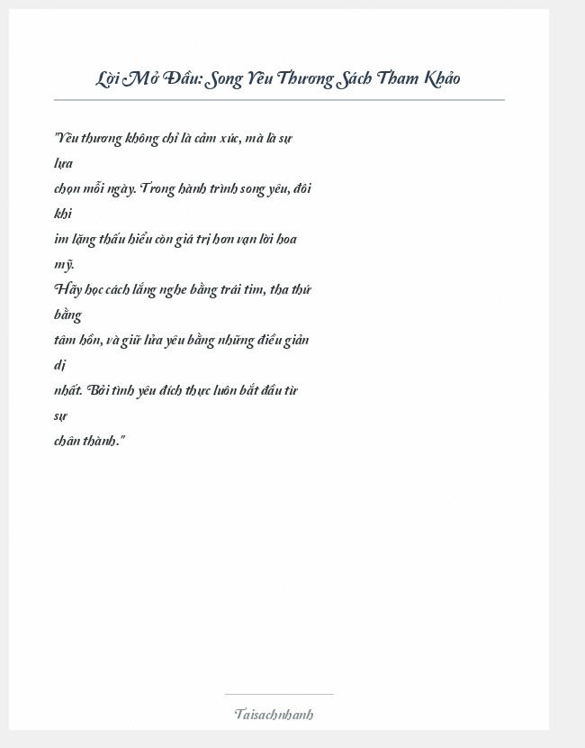 Trích đoạn Song Yêu Thương Sách Tham Khảo