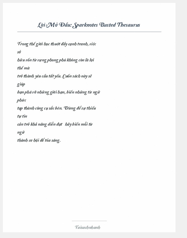 Trích đoạn Sparknotes Busted Thesaurus