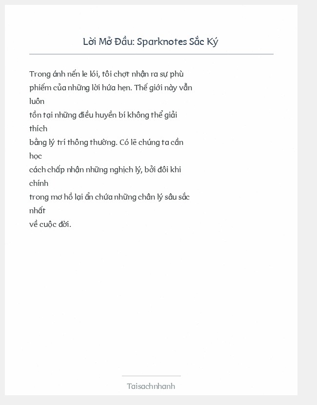 Trích đoạn Sparknotes Sắc Ký