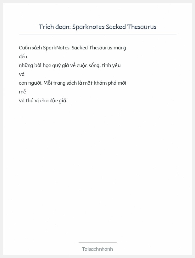 Trích đoạn Sparknotes Sacked Thesaurus