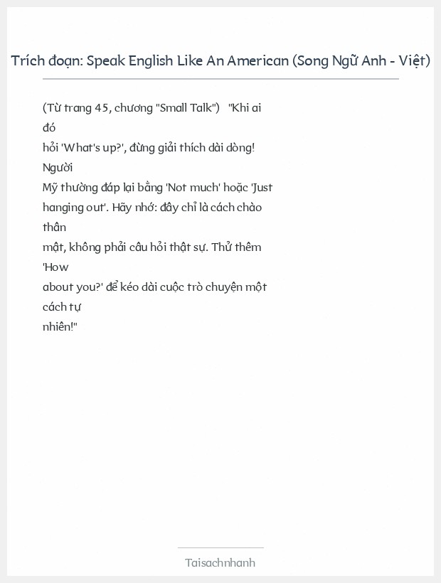 Trích đoạn Speak English Like An American (Song Ngữ Anh - Việt)