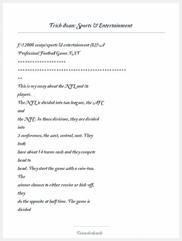 Trích đoạn Sports & Entertainment