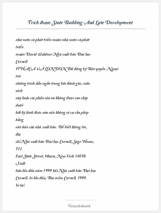 Trích đoạn State Building And Late Development