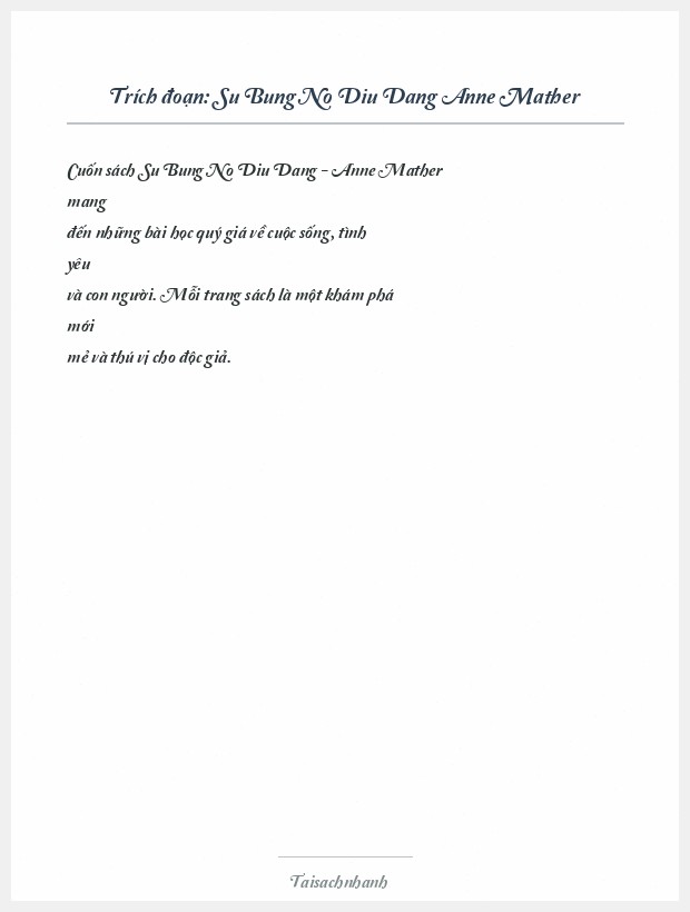 Trích đoạn Su Bung No Diu Dang Anne Mather