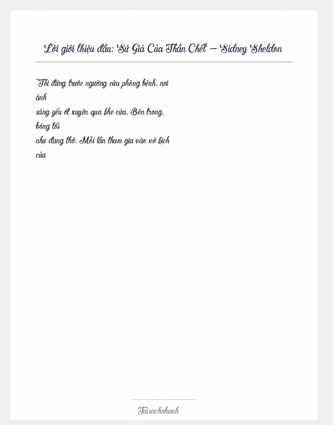 Trích đoạn Sứ Giả Của Thần Chết - Sidney Sheldon
