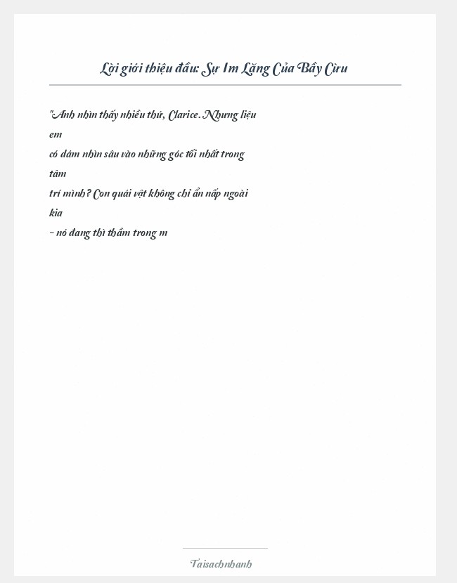 Trích đoạn Sự Im Lặng Của Bầy Cừu