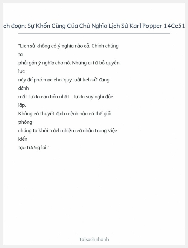 Trích đoạn Sự Khốn Cùng Của Chủ Nghĩa Lịch Sử Karl Popper 14Cc512B