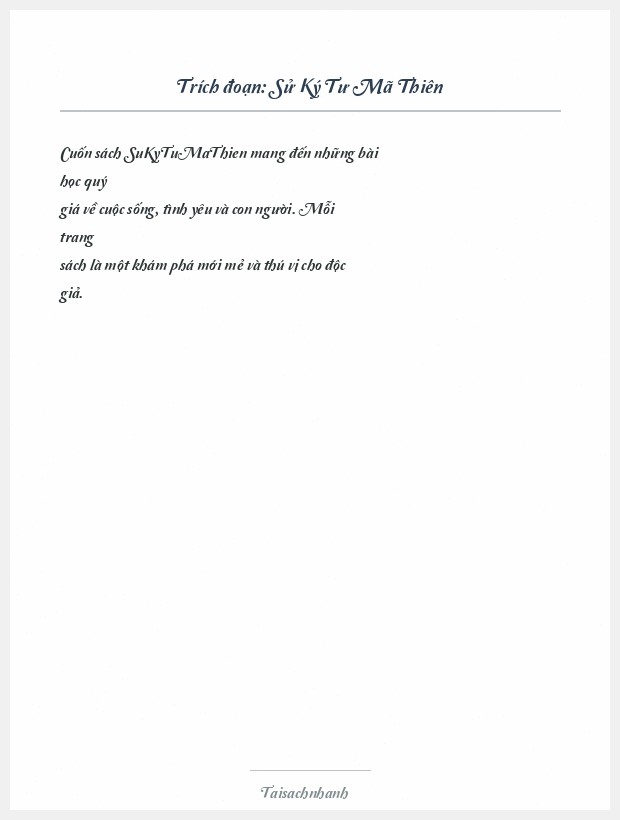 Trích đoạn Sử Ký Tư Mã Thiên