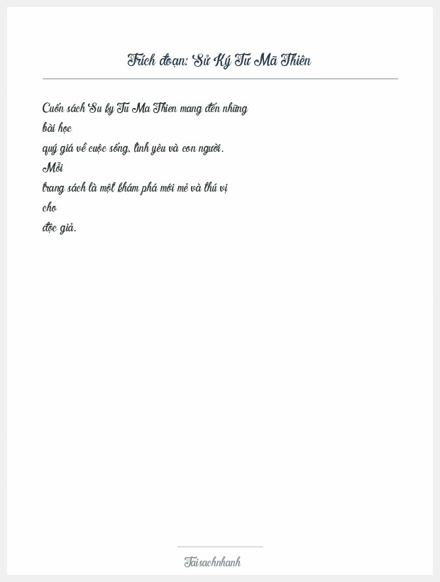 Trích đoạn Sử Ký Tư Mã Thiên