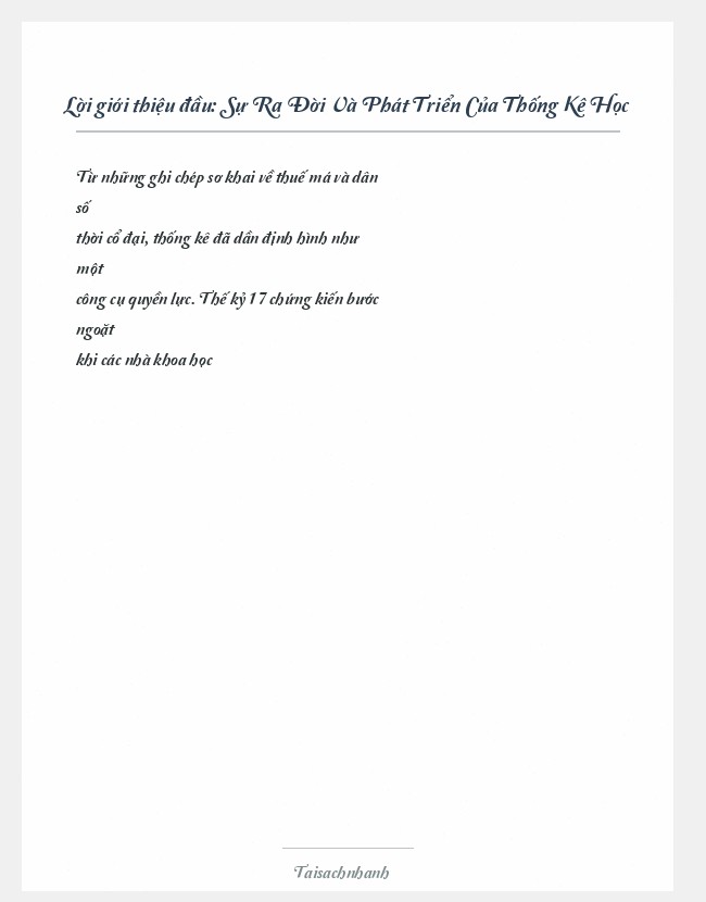 Trích đoạn Sự Ra Đời Và Phát Triển Của Thống Kê Học