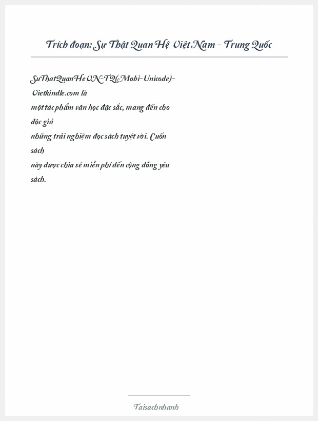 Trích đoạn Sự Thật Quan Hệ Việt Nam - Trung Quốc