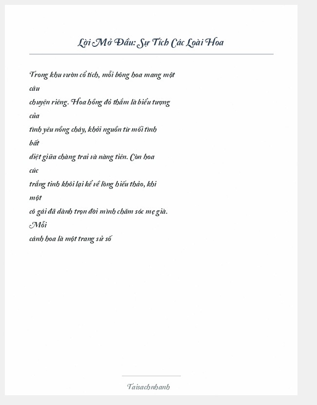 Trích đoạn Sự Tích Các Loài Hoa
