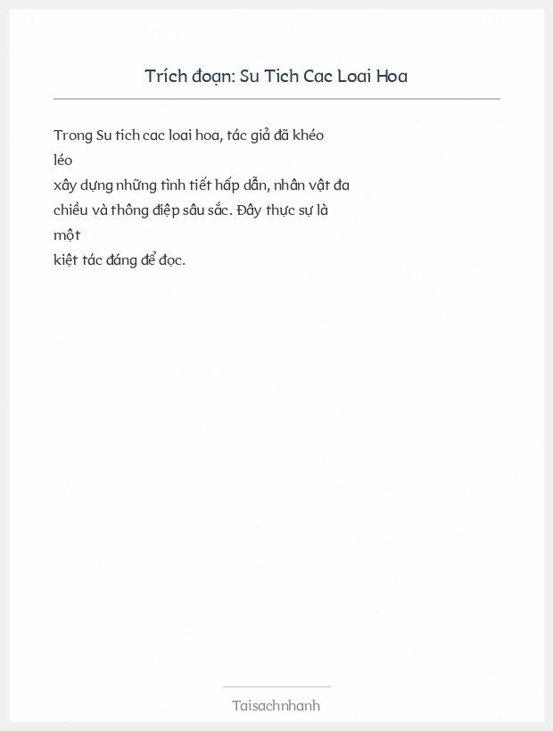 Trích đoạn Su Tich Cac Loai Hoa