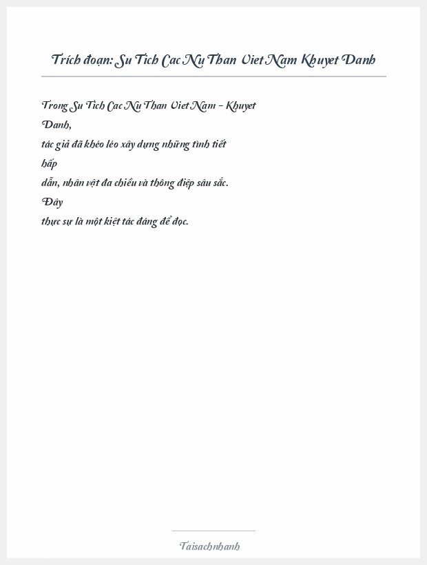 Trích đoạn Su Tich Cac Nu Than Viet Nam Khuyet Danh