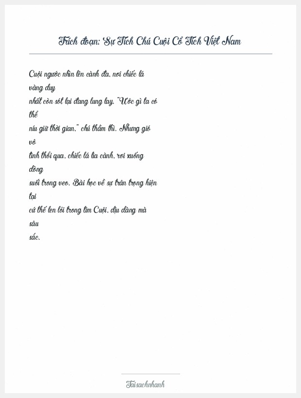 Trích đoạn Sự Tích Chú Cuội Cổ Tích Việt Nam