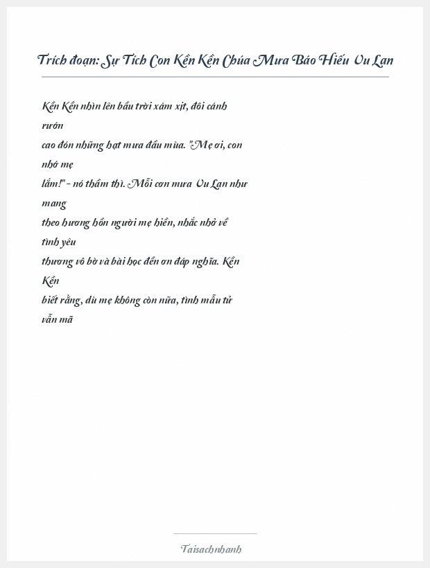 Trích đoạn Sự Tích Con Kền Kền Chúa Mưa Báo Hiếu Vu Lan