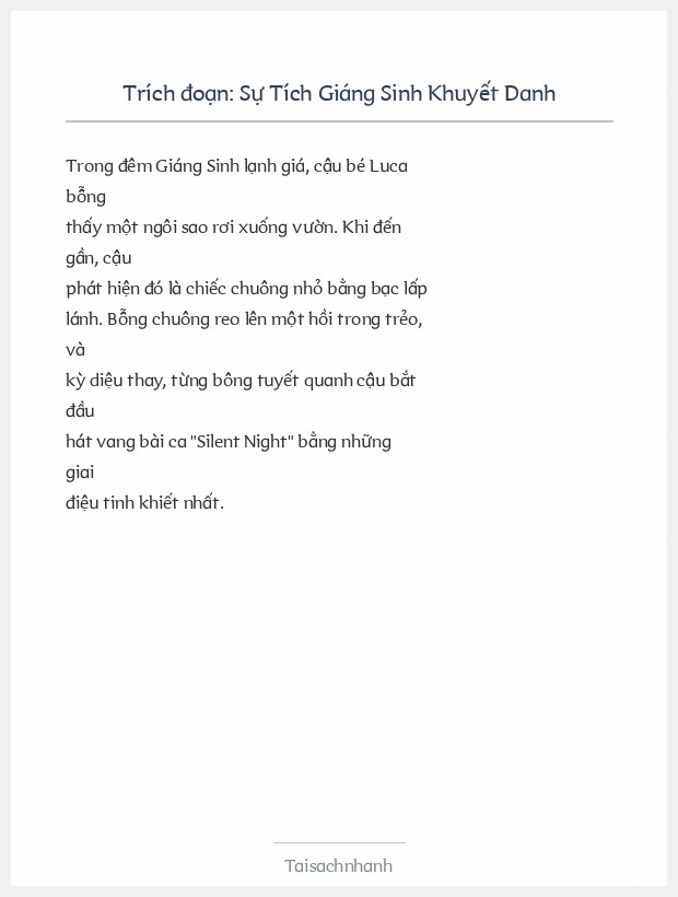 Trích đoạn Sự Tích Giáng Sinh Khuyết Danh