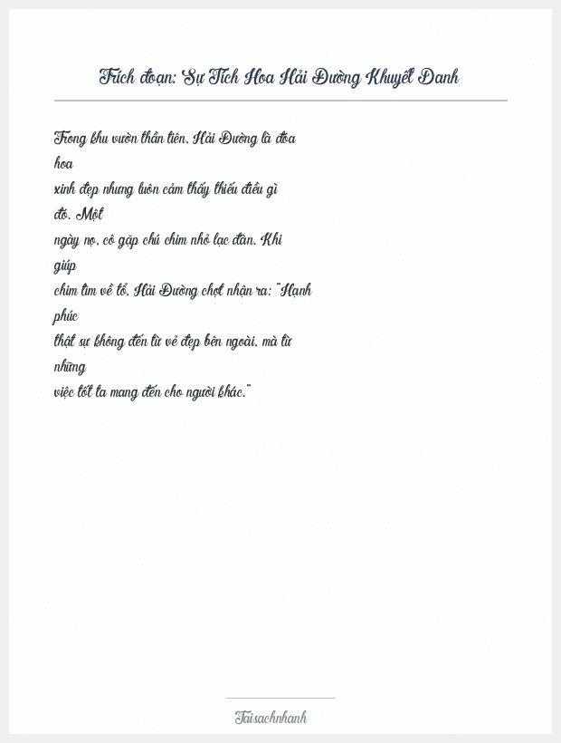 Trích đoạn Sự Tích Hoa Hải Đường Khuyết Danh