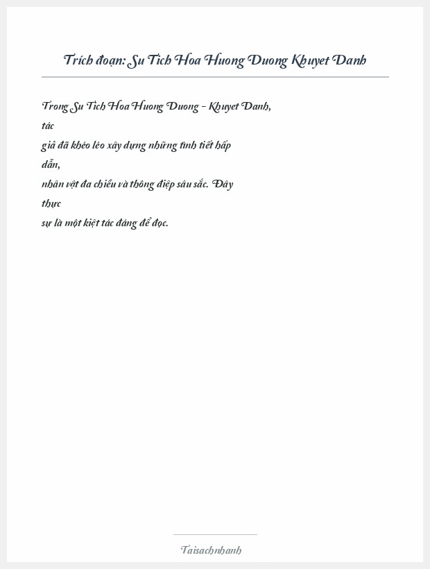 Trích đoạn Su Tich Hoa Huong Duong Khuyet Danh