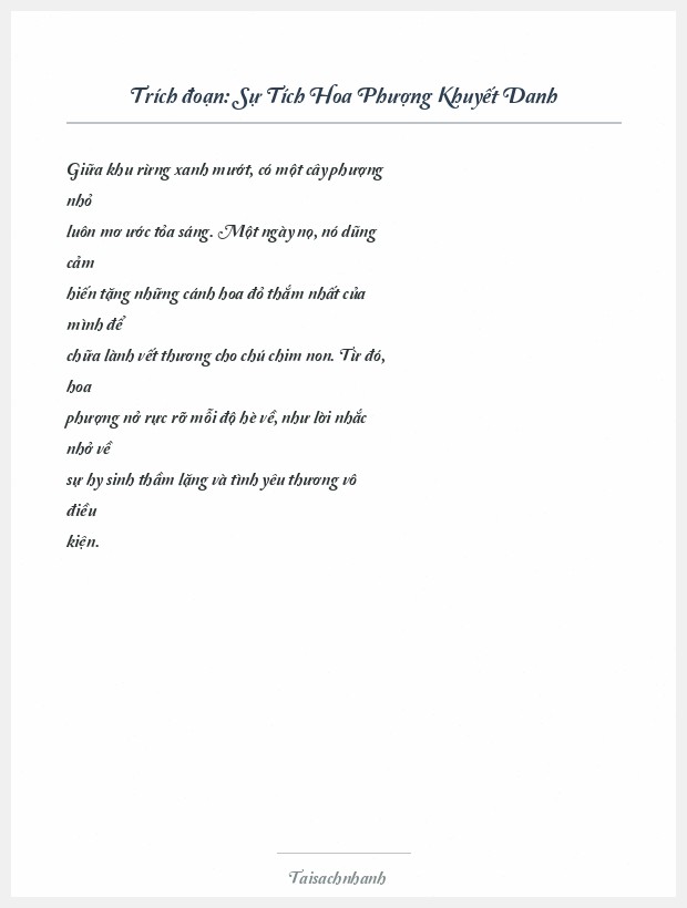 Trích đoạn Sự Tích Hoa Phượng Khuyết Danh