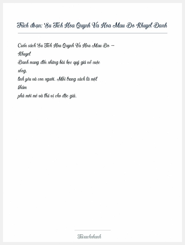 Trích đoạn Su Tich Hoa Quynh Va Hoa Mau Do Khuyet Danh