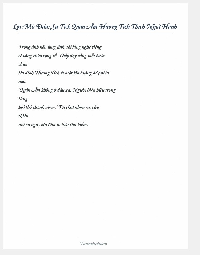 Trích đoạn Sự Tích Quan Âm Hương Tích Thích Nhất Hạnh