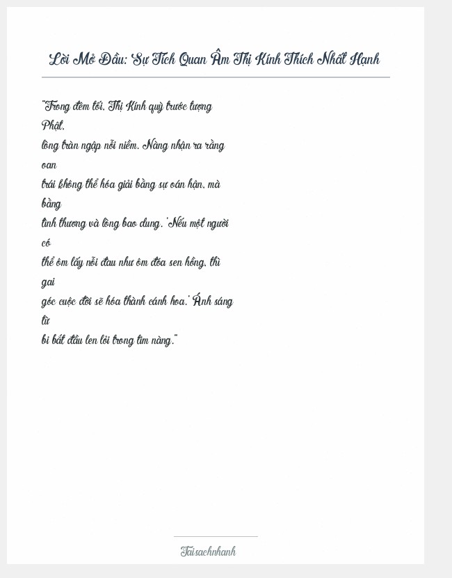 Trích đoạn Sự Tích Quan Âm Thị Kính Thích Nhất Hạnh