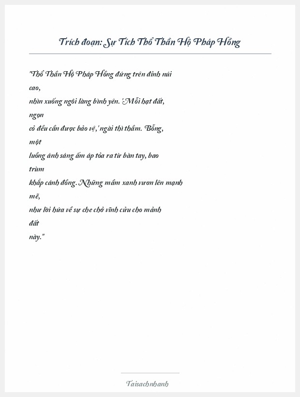 Trích đoạn Sự Tích Thổ Thần Hộ Pháp Hồng