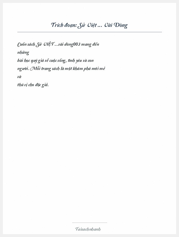 Trích đoạn Sử Việt ... Vài Dòng