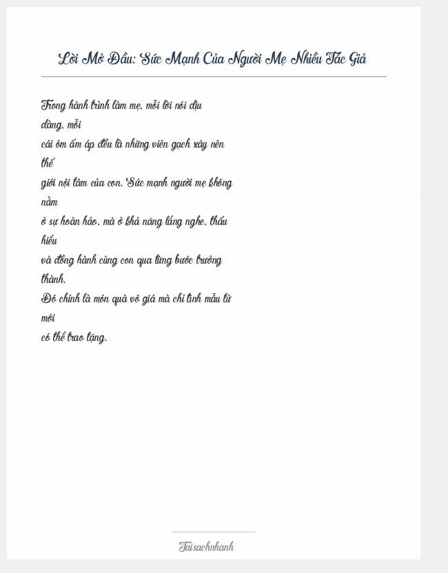 Trích đoạn Sức Mạnh Của Người Mẹ Nhiều Tác Giả