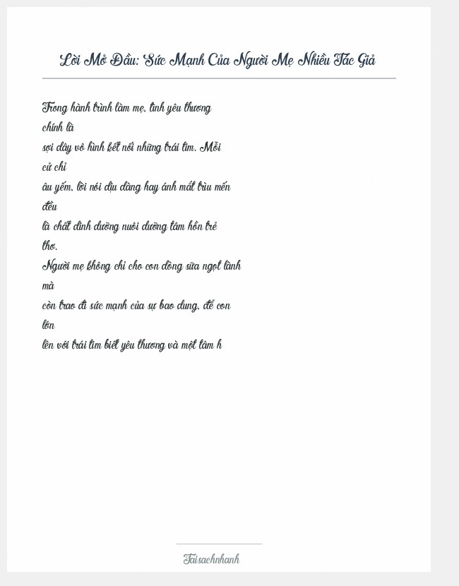 Trích đoạn Sức Mạnh Của Người Mẹ Nhiều Tác Giả