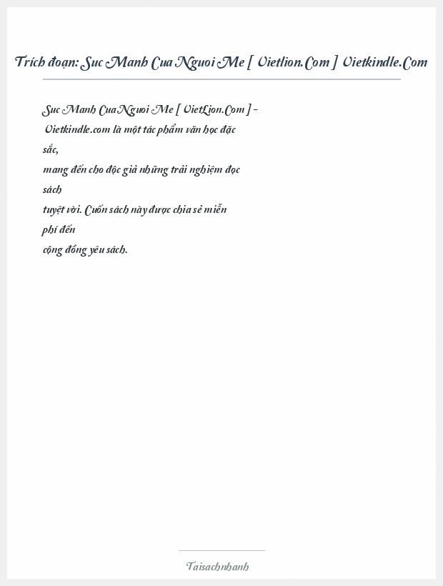 Trích đoạn Suc Manh Cua Nguoi Me [ Vietlion.Com ] Vietkindle.Com