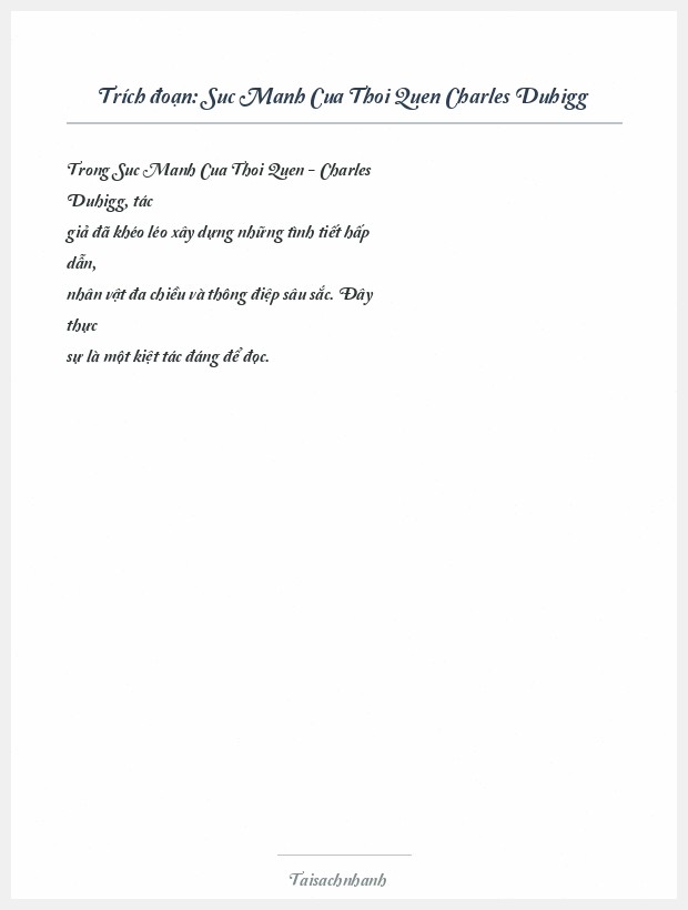 Trích đoạn Suc Manh Cua Thoi Quen Charles Duhigg