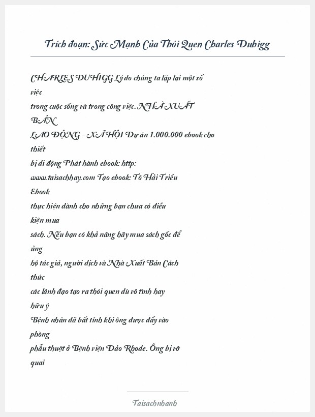 Trích đoạn Sức Mạnh Của Thói Quen Charles Duhigg