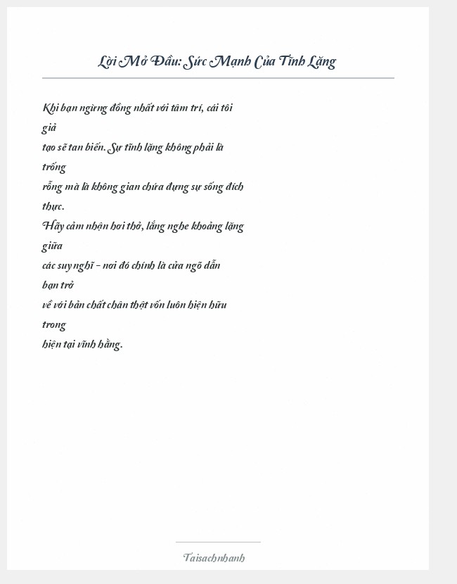 Trích đoạn Sức Mạnh Của Tĩnh Lặng