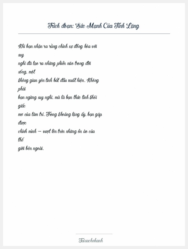 Trích đoạn Sức Mạnh Của Tĩnh Lặng