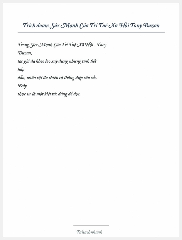 Trích đoạn Sức Mạnh Của Trí Tuệ Xã Hội Tony Buzan