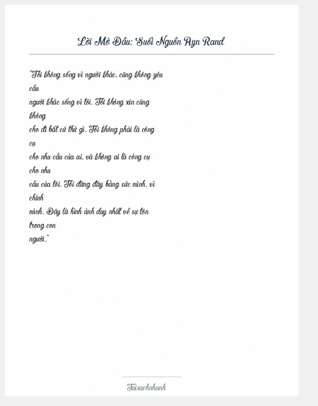 Trích đoạn Suối Nguồn Ayn Rand