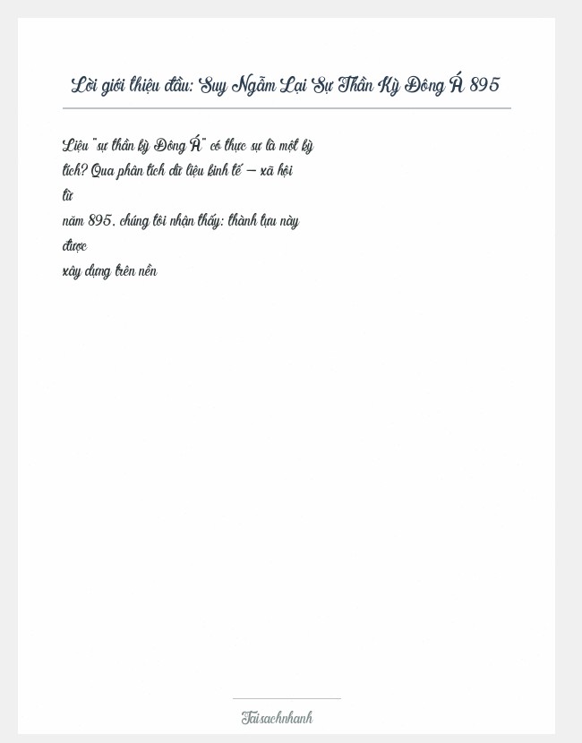 Trích đoạn Suy Ngẫm Lại Sự Thần Kỳ Đông Á 895
