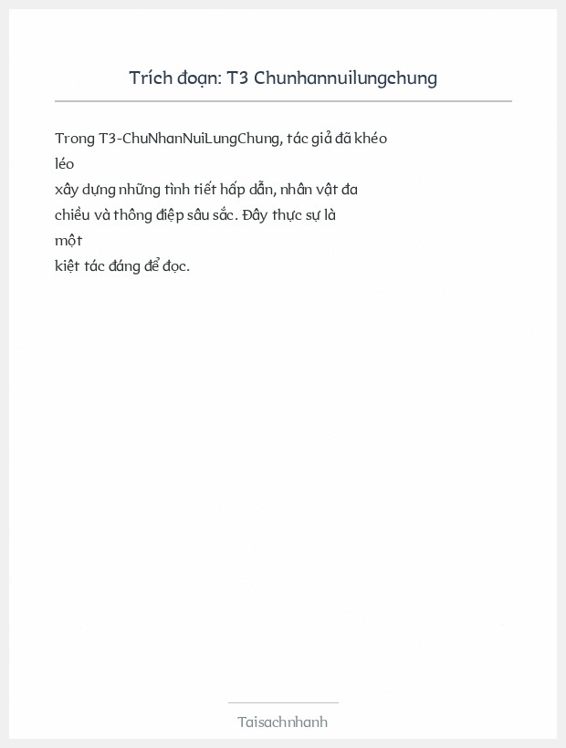 Trích đoạn T3 Chunhannuilungchung