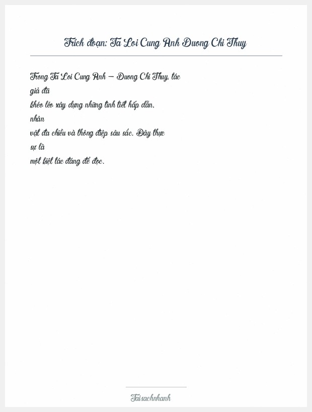 Trích đoạn Ta Loi Cung Anh Duong Chi Thuy