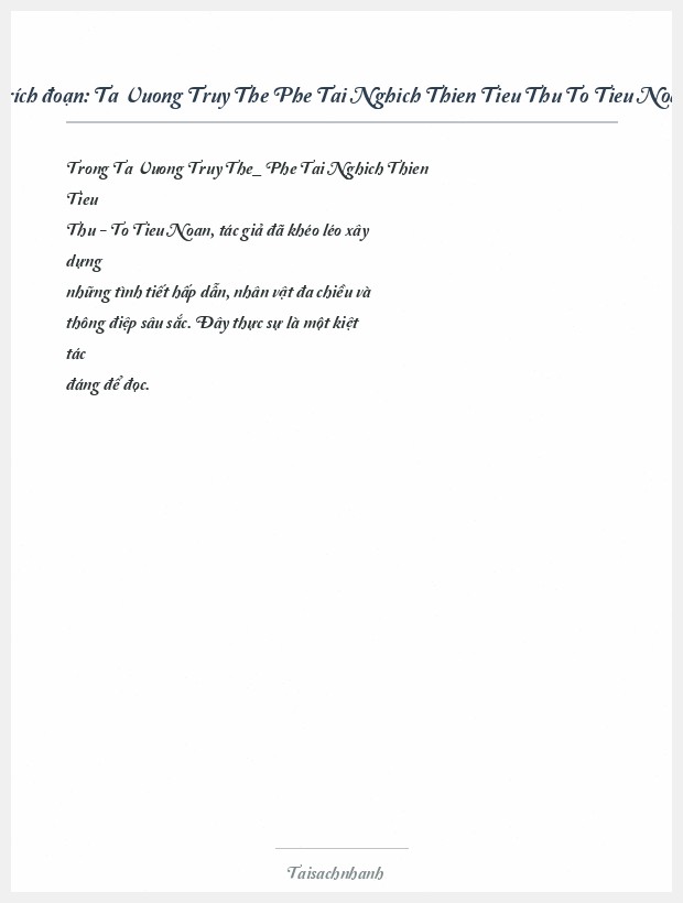 Trích đoạn Ta Vuong Truy The Phe Tai Nghich Thien Tieu Thu To Tieu Noan