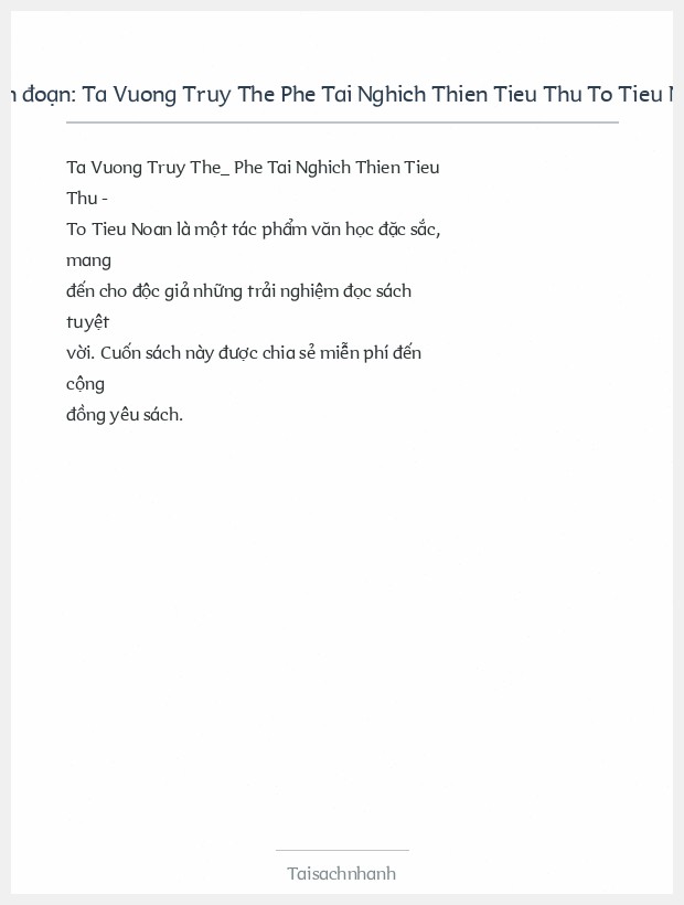 Trích đoạn Ta Vuong Truy The Phe Tai Nghich Thien Tieu Thu To Tieu Noan