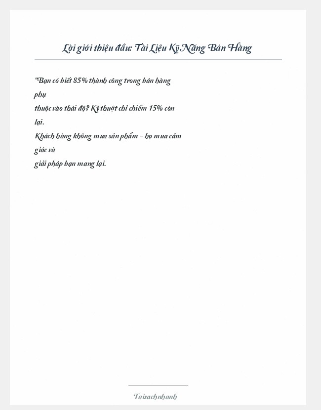 Trích đoạn Tài Liệu Kỹ Năng Bán Hàng