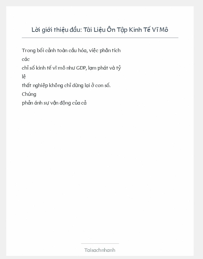 Trích đoạn Tài Liệu Ôn Tập Kinh Tế Vĩ Mô