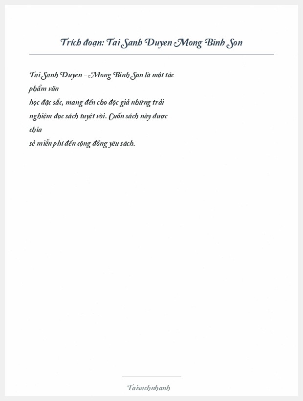 Trích đoạn Tai Sanh Duyen Mong Binh Son