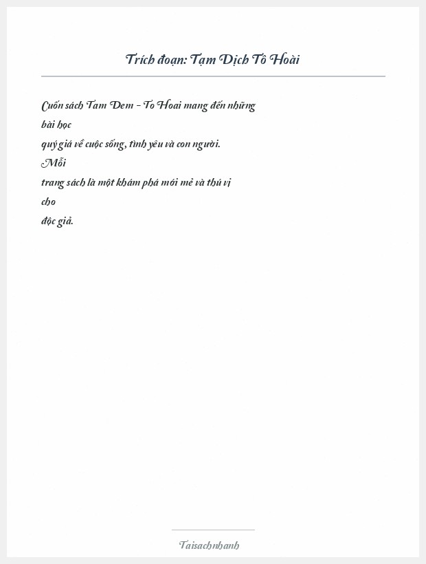 Trích đoạn Tạm Dịch Tô Hoài